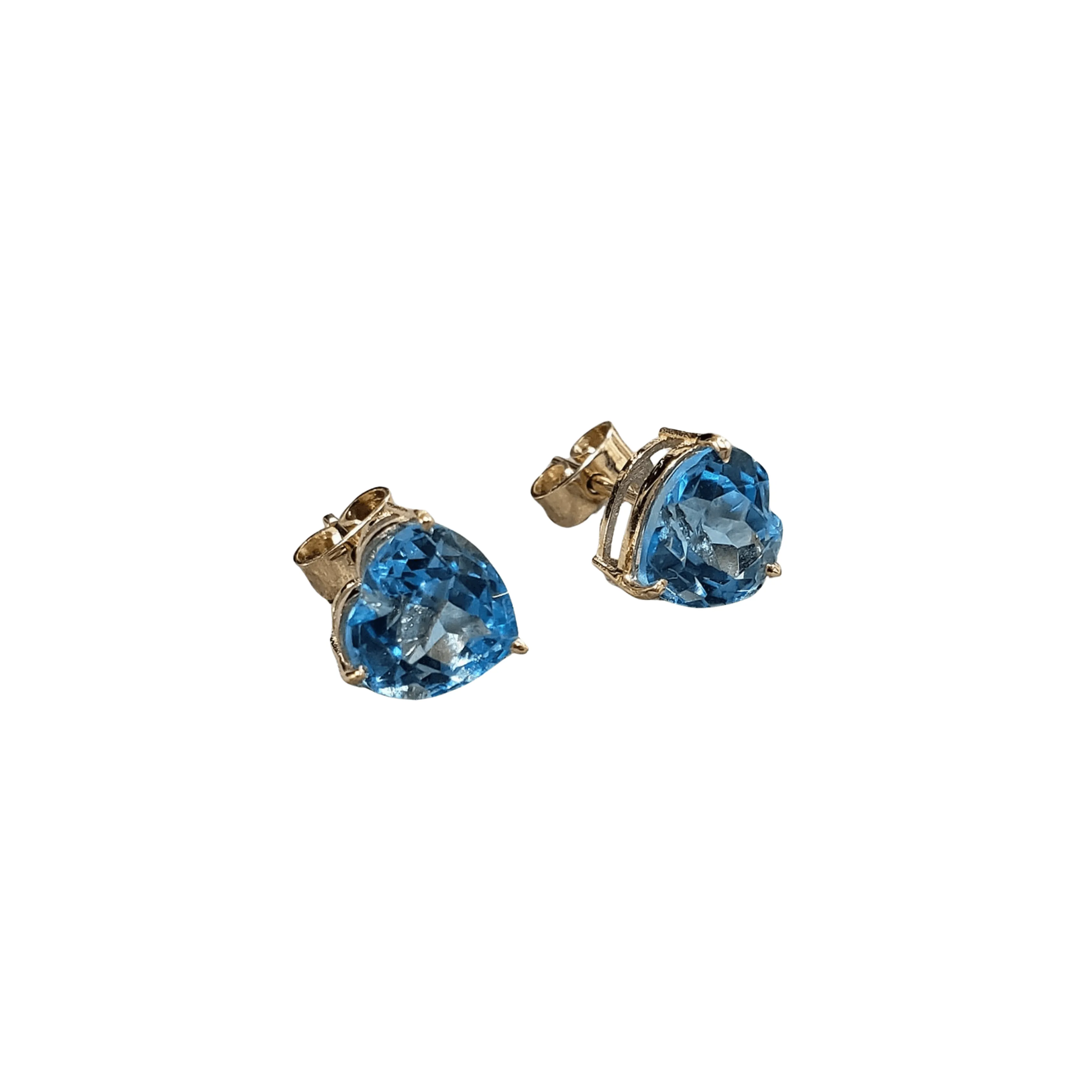 14k Gold Swiss Blue Topaz Studs Earrings