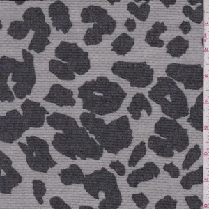 2 YD PC-Grey/Black Cheetah Mini Waffle Thermal Knit Fabric