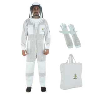 3-Layer Ultra Ventilated Beekeeping Suit with Fencing Veil | Ultimate Sting-Proof Protection for Men & Women | White