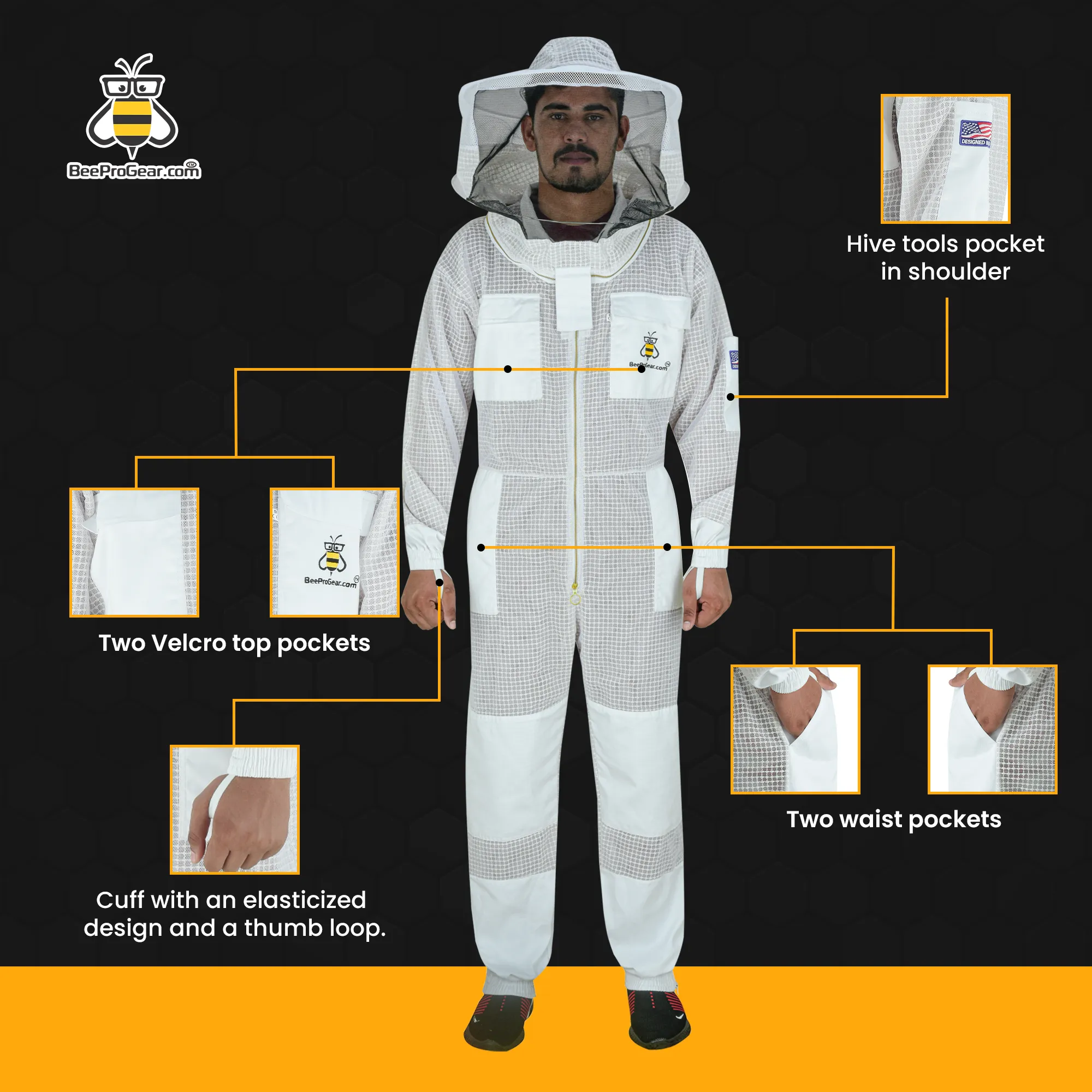 3-Layer Ultra Ventilated Beekeeping Suit with Round Veil | Sting-Proof Protection for Men & Women | White