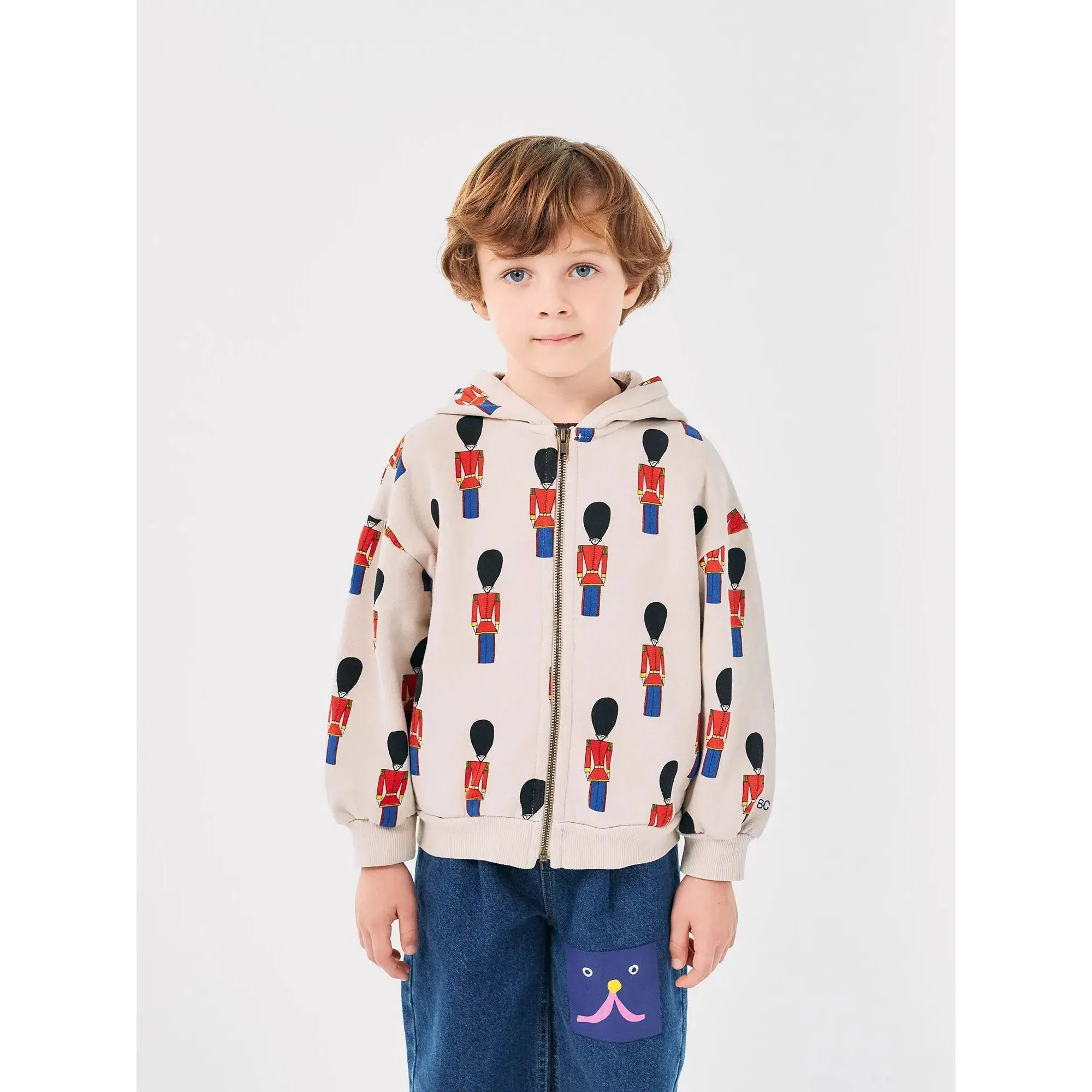 Bobo Choses Little Tin Soldiers All Over Zipped Hoodie - Light Brown