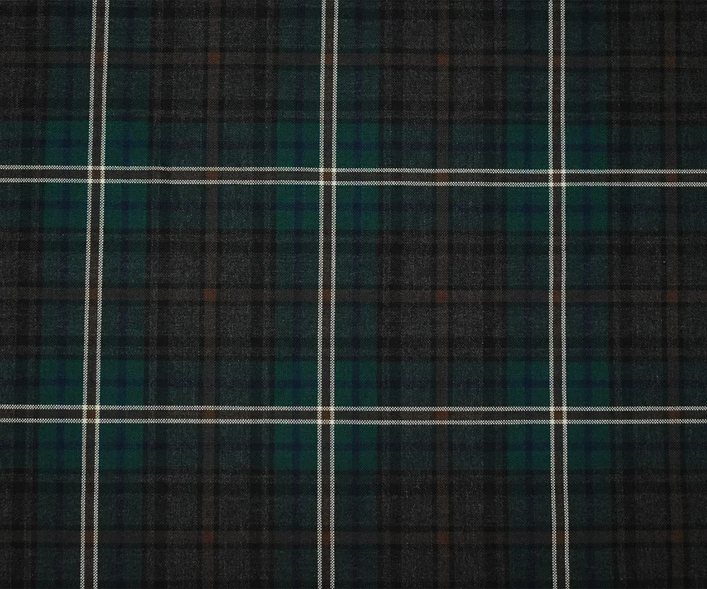 Brown-Green-Multi Wool Polyester Plaid Woven Shirting Fabric