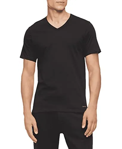 Calvin Klein Men's Cotton Classics 3-Pack Undershirts, 3 BLACK - CREWNECK, S