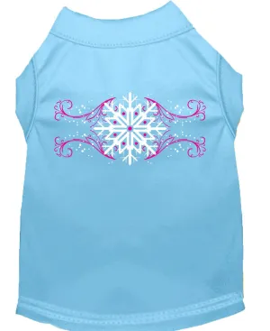 Christmas Screenprinted Dog Shirt, "Pink Snowflake Swirls"