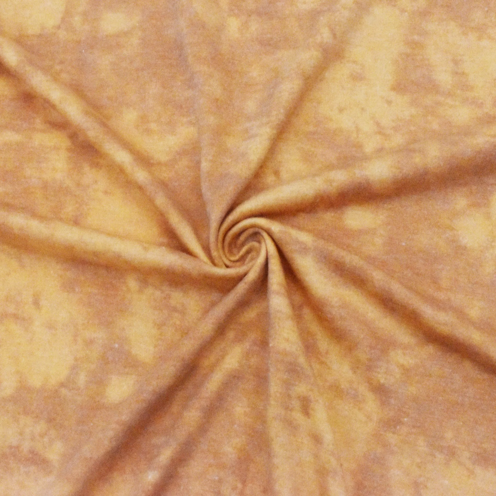 Cream Orange-Brown Printed Tie Dye Baby French Terry Knit Fabric