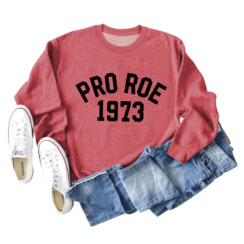 Cross Border PRO ROE 1973 Fashion Women's Large Long Sleeve Round Neck Sweater Women