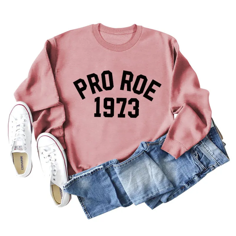 Cross Border PRO ROE 1973 Fashion Women's Large Long Sleeve Round Neck Sweater Women