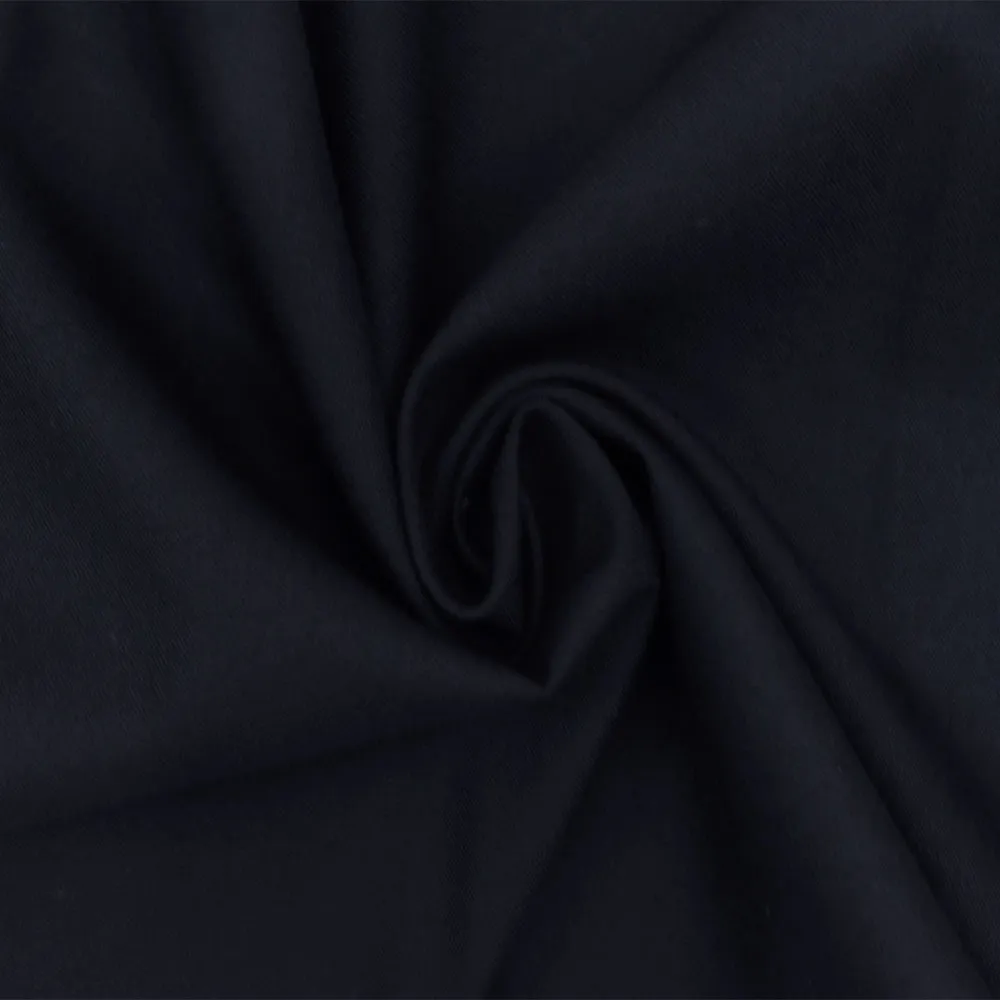 Dark Navy Blue Solid Wool-Poly Twill Woven Suiting Fabric