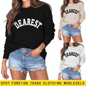 DEAREST Letters Long Sleeve Round Neck Sweater for Women