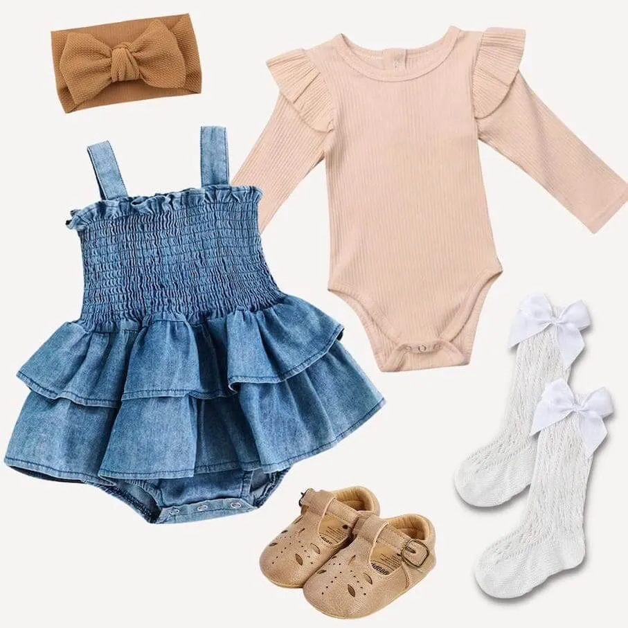 Denim Peplum Baby Romper