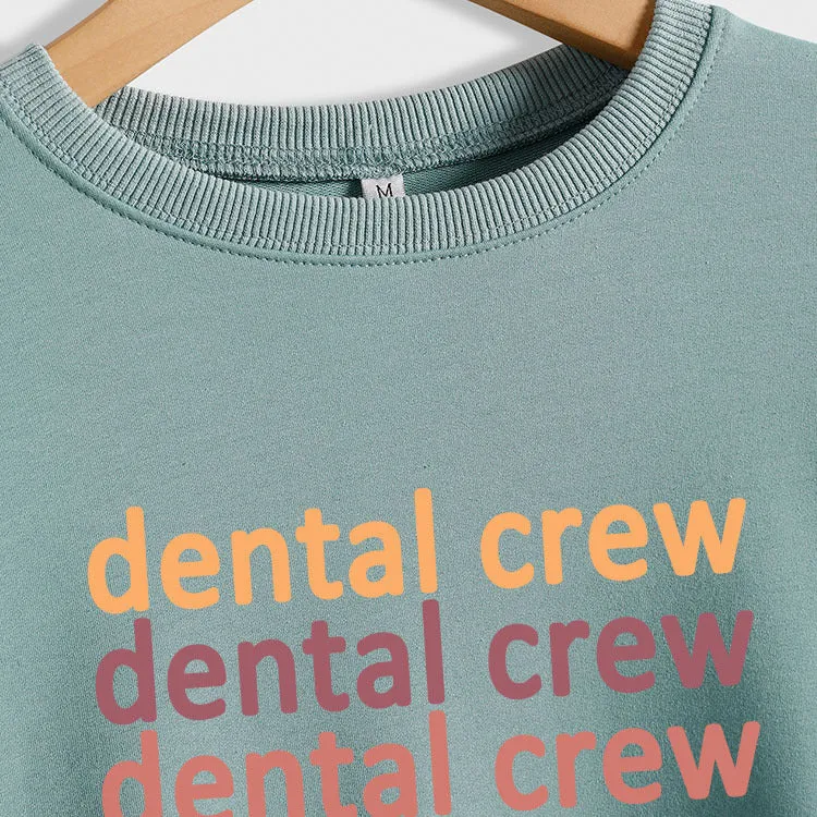 Dental Crew Letter Round Neck Autumn and Winter Bottoming Women's Long Sleeve Shirt Large Sweater