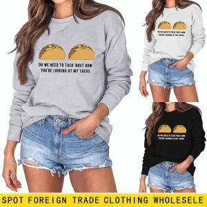 Do We Need Cornrolls? Letter Round Neck Printed Women's Long-sleeved Loose Sweater