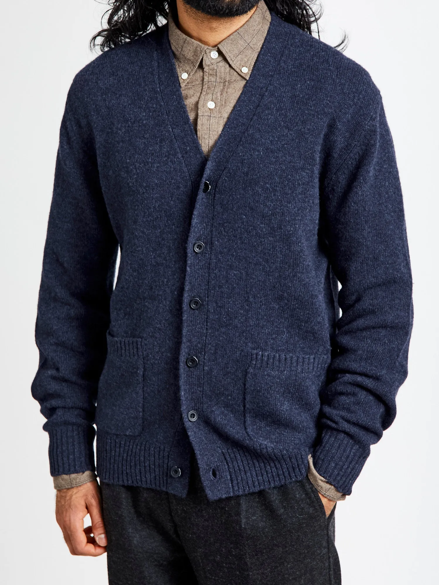 Elbow Patch 7G Cardigan in Navy