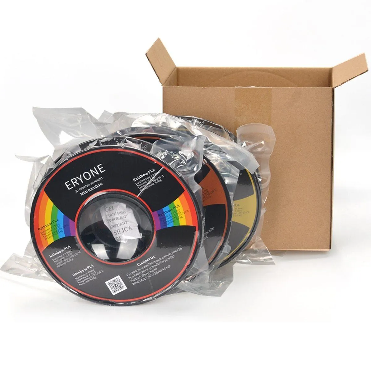 ERYONE Triple Pack 3x0.5kg PLA Silk Filament 1.75mm 3D Printer Filament Gold Silver Copper Rainbow 3x500g