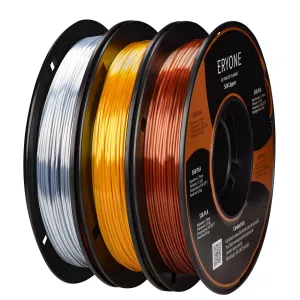 ERYONE Triple Pack 3x0.5kg PLA Silk Filament 1.75mm 3D Printer Filament Gold Silver Copper Rainbow 3x500g