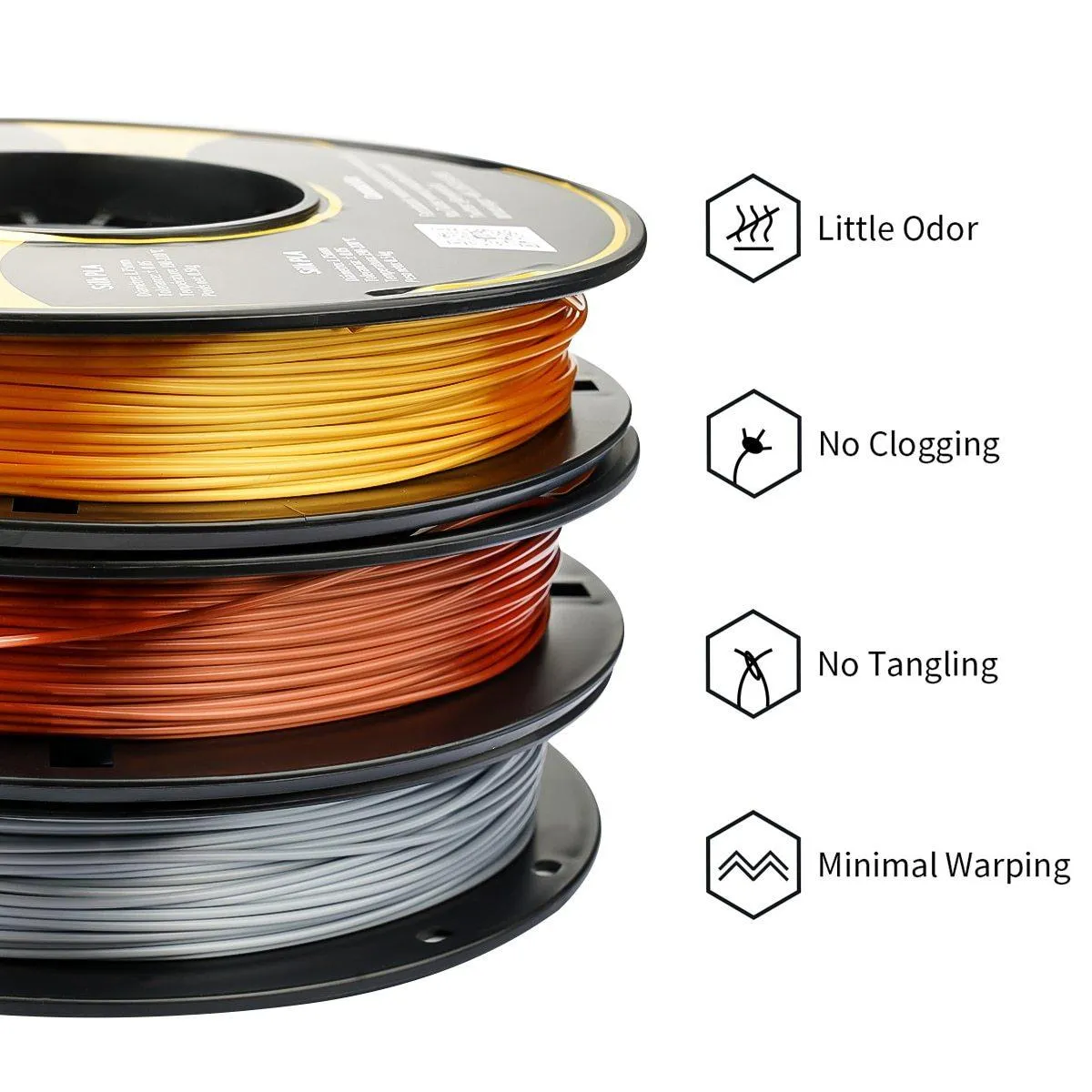 ERYONE Triple Pack 3x0.5kg PLA Silk Filament 1.75mm 3D Printer Filament Gold Silver Copper Rainbow 3x500g