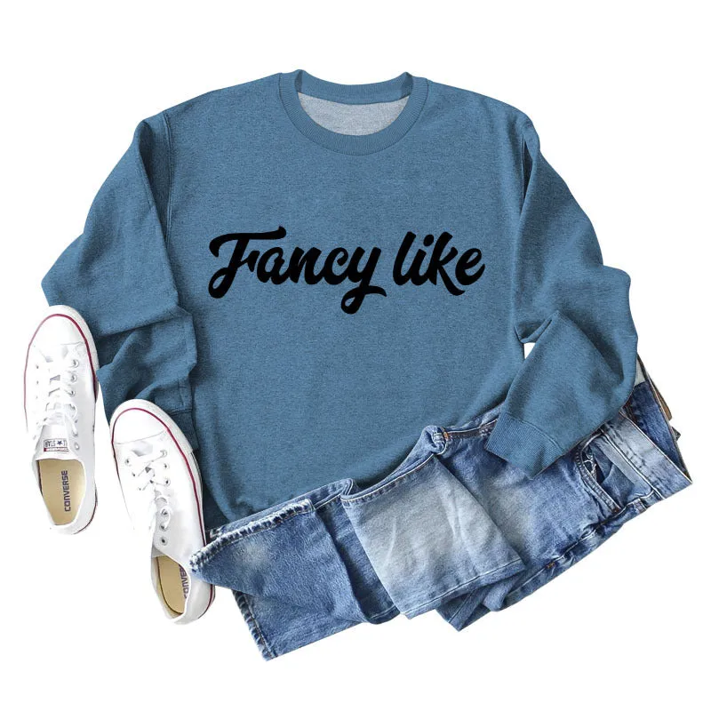 Fancy Like Letter Print Round Neck Bottoming Autumn and Winter Long-sleeved Sweater Women