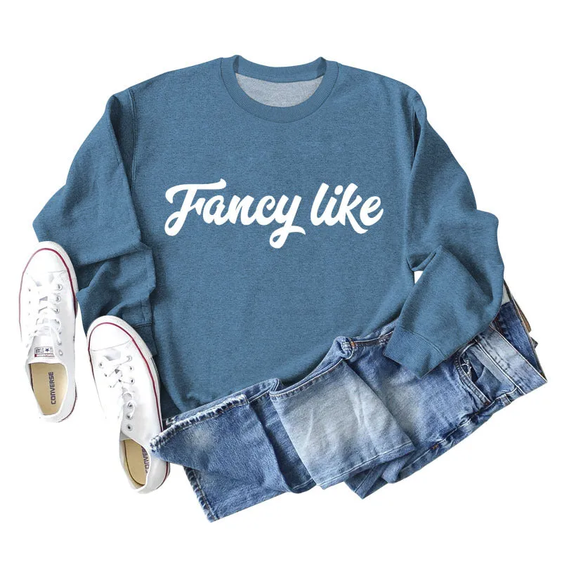 Fancy Like Letter Print Round Neck Bottoming Autumn and Winter Long-sleeved Sweater Women