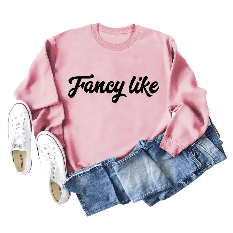 Fancy Like Letter Print Round Neck Bottoming Autumn and Winter Long-sleeved Sweater Women