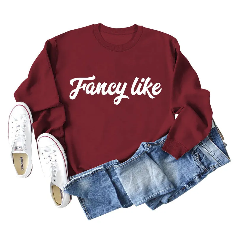 Fancy Like Letter Print Round Neck Bottoming Autumn and Winter Long-sleeved Sweater Women