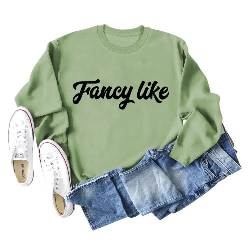 Fancy Like Letter Print Round Neck Bottoming Autumn and Winter Long-sleeved Sweater Women