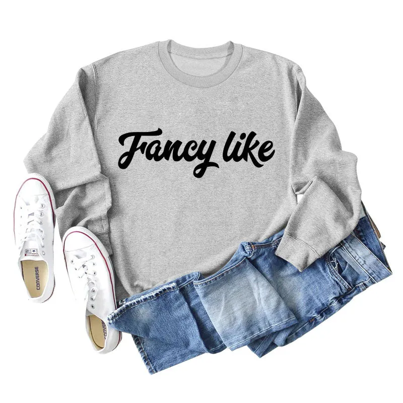 Fancy Like Letter Print Round Neck Bottoming Autumn and Winter Long-sleeved Sweater Women