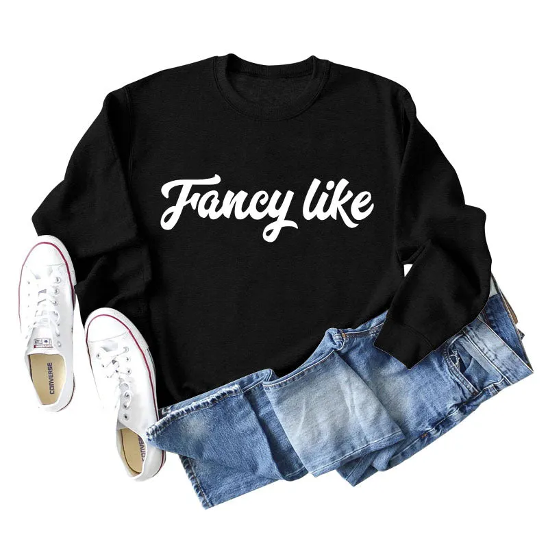 Fancy Like Letter Print Round Neck Bottoming Autumn and Winter Long-sleeved Sweater Women