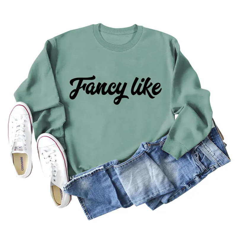 Fancy Like Letter Print Round Neck Bottoming Autumn and Winter Long-sleeved Sweater Women