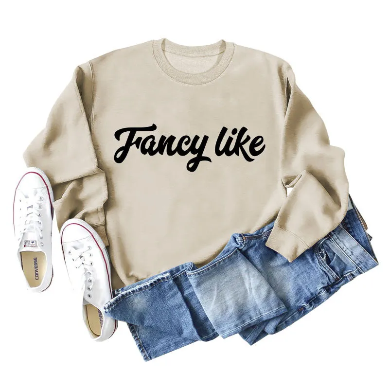 Fancy Like Letter Print Round Neck Bottoming Autumn and Winter Long-sleeved Sweater Women