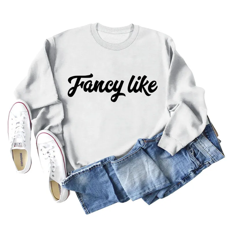 Fancy Like Letter Print Round Neck Bottoming Autumn and Winter Long-sleeved Sweater Women