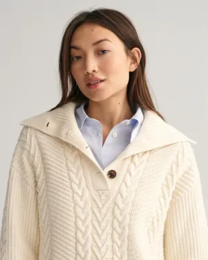 Gant Apparel S Women's Cable Texture Buttoned Roll Neck Iterations Nude Reg