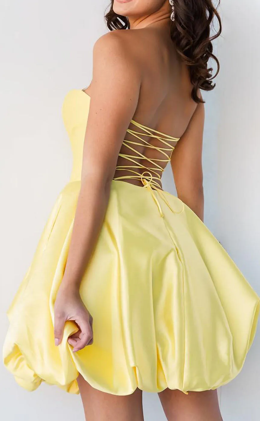 GH473 - A Line Sweetheart Yellow Homecoming Dress Cute Graduation Dress