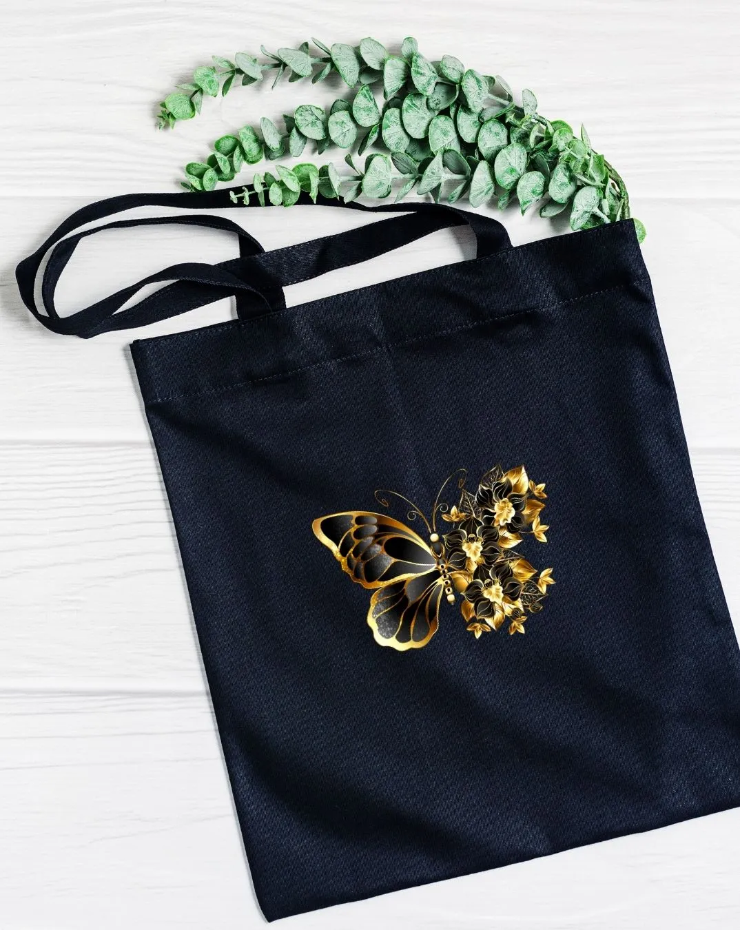 Golden Butterfly Daily Thaila -  Canvas Reusable Bags