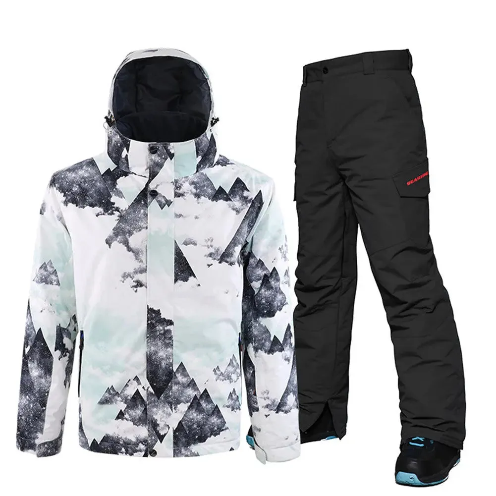 HOTIAN Men's Ski Suits With Snow Card Pocket On Sleeve