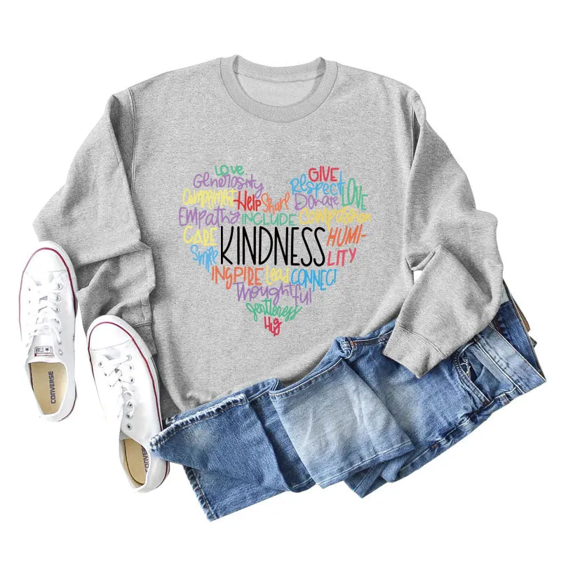 Kindness Letter Love Round Neck Fashion Autumn and Winter Long Sleeve Large Size Sweater Women's