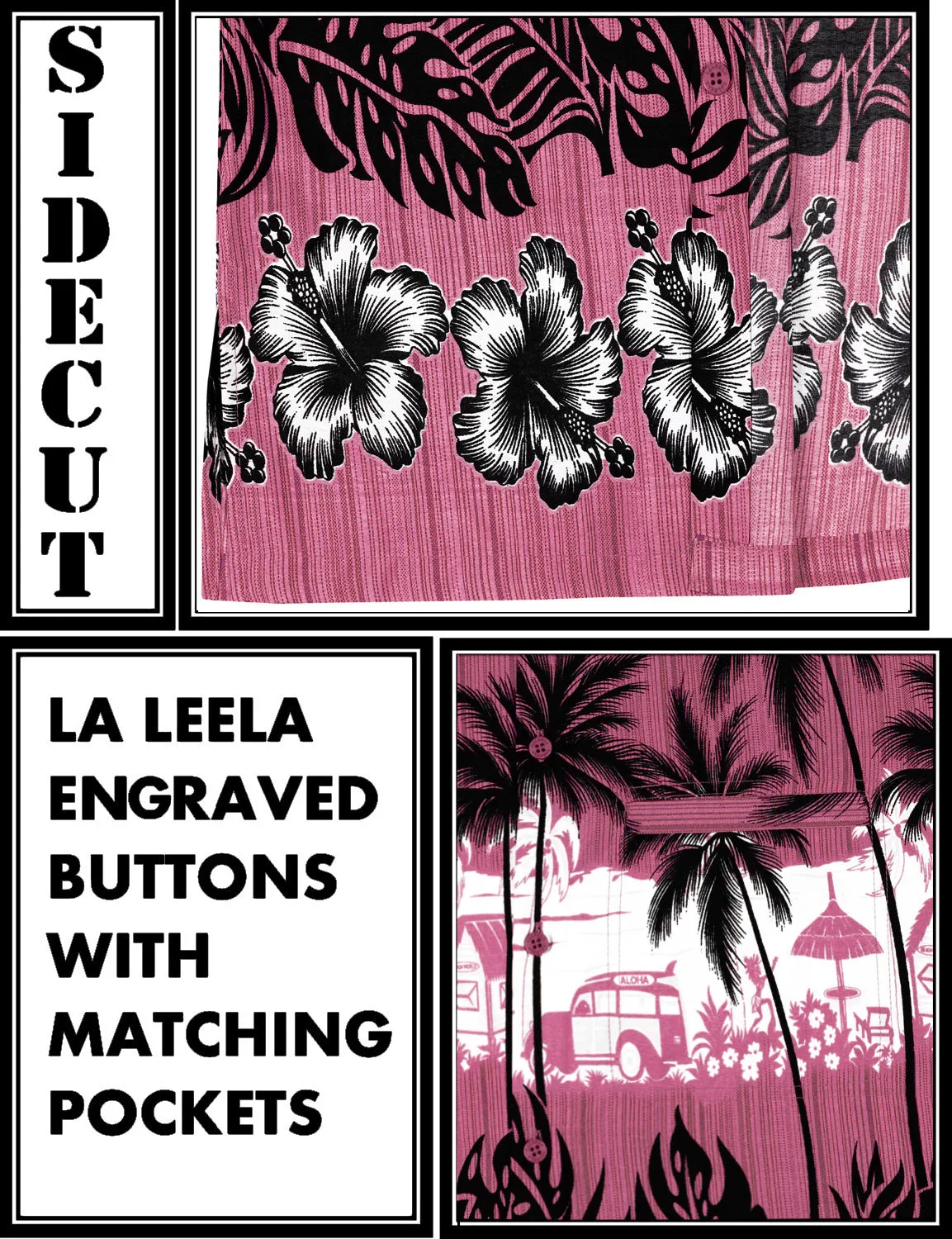 La Leela Men's Support Pink Breast Cancer Shirt Hawaiian Short Sleeve Tropical Aloha Patio Shirt Pink_W385