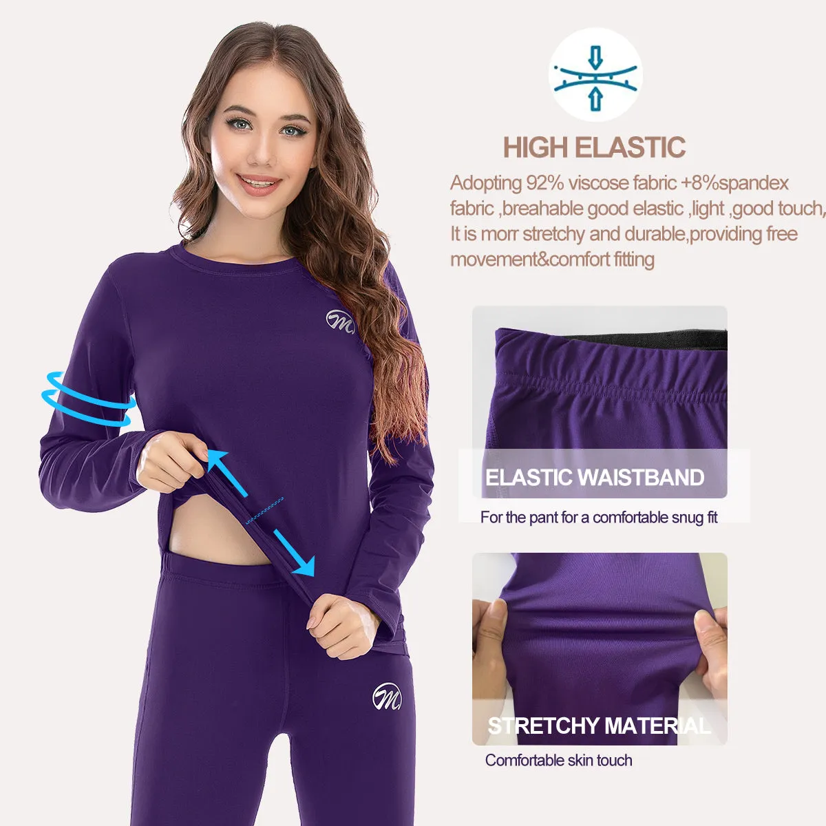 MEETWEE ALL-PURPLE Winter Thermal Underwear Set