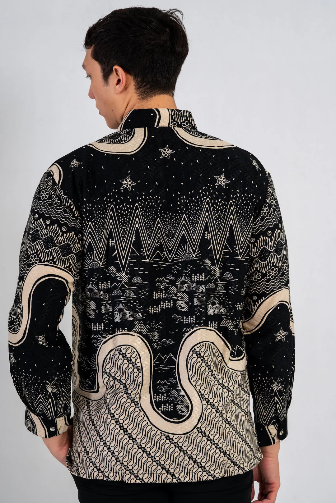 Men's Batik Shirt - Nightscape | Long Sleeves