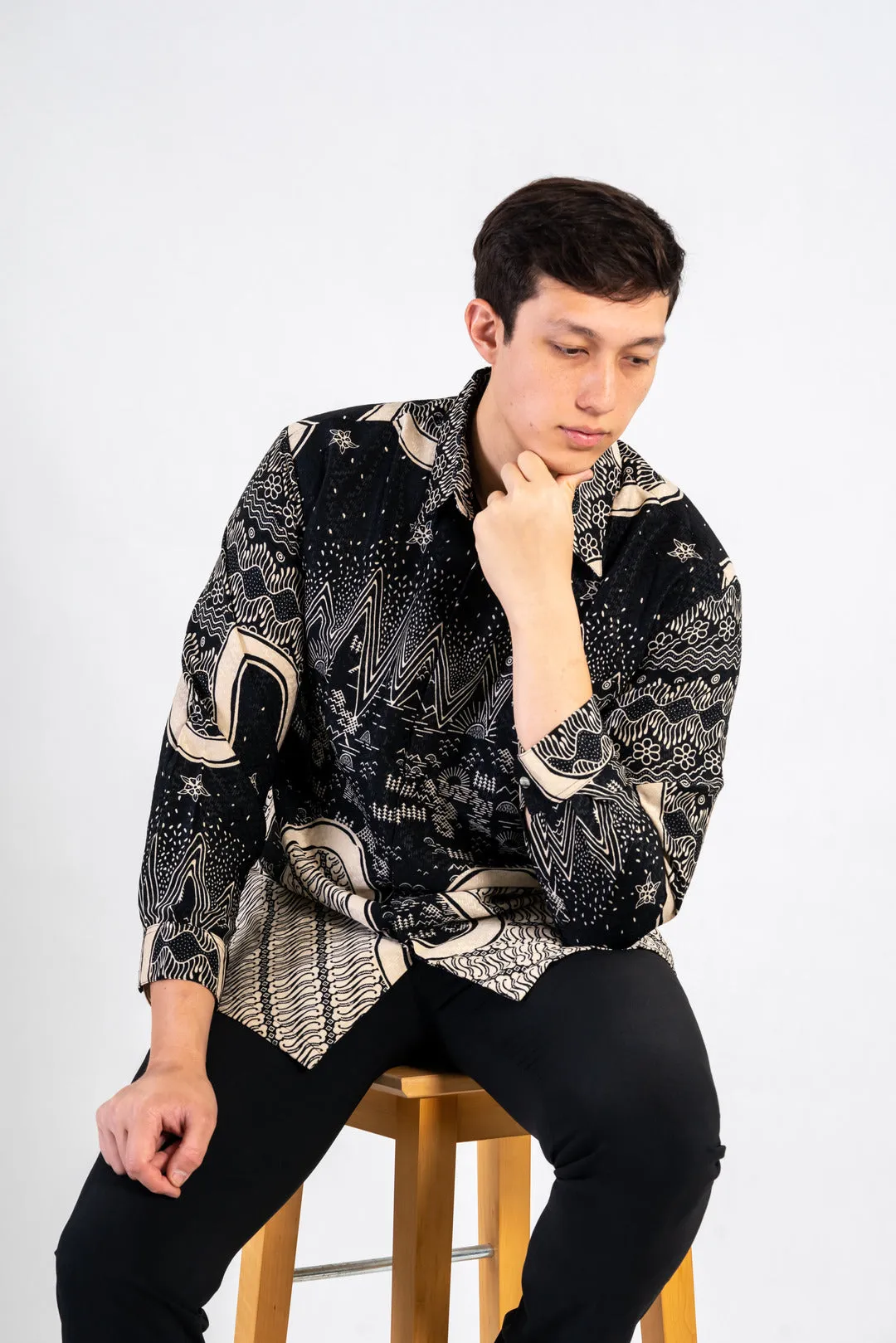 Men's Batik Shirt - Nightscape | Long Sleeves