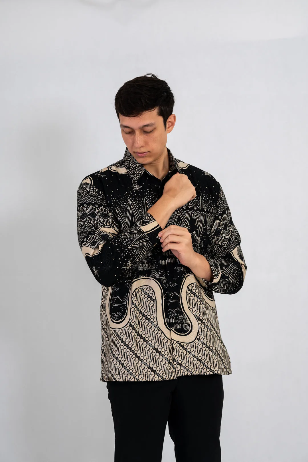 Men's Batik Shirt - Nightscape | Long Sleeves