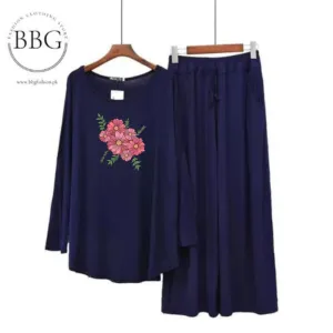 Navy Blue Flower Design Women Loungewear ARTICLE #52