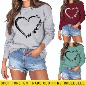 Of Love Printed Loose Bottomed Long Sleeve Fashionable Large Size Sweater