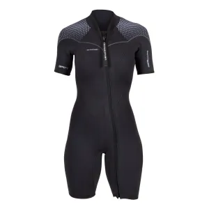 Open Box Henderson Women's 3mm Thermoprene Pro Front Zip Shorty Wetsuit, Black / Purple, Size: 20