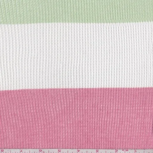 Pink/Lemon/Mint Stripe Mini Thermal Knit Fabric