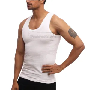 Poomex Gents White Premium Luxury Fine Vest (Half Sleeve & Sleeveless)