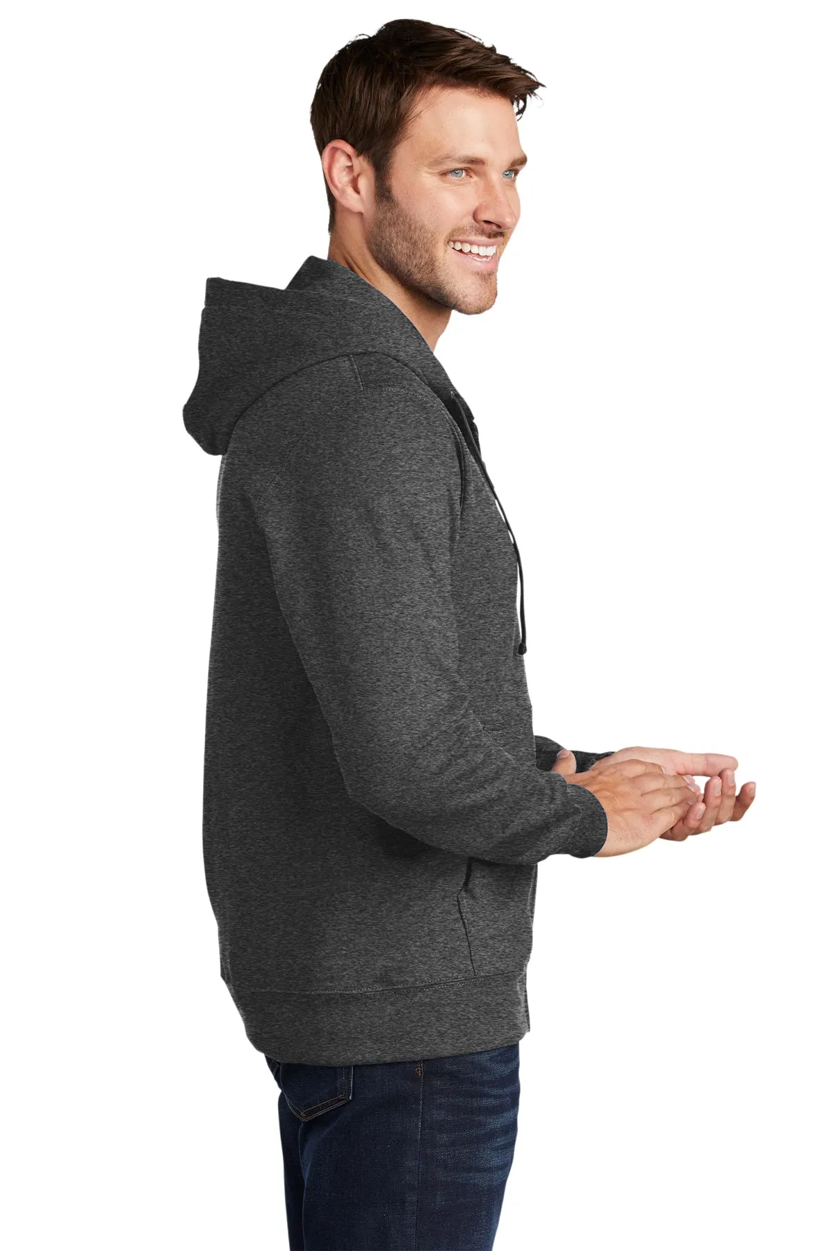 Port & Company Fan Favorite Fleece Customized Zip Hoodies, Dark Heather Grey