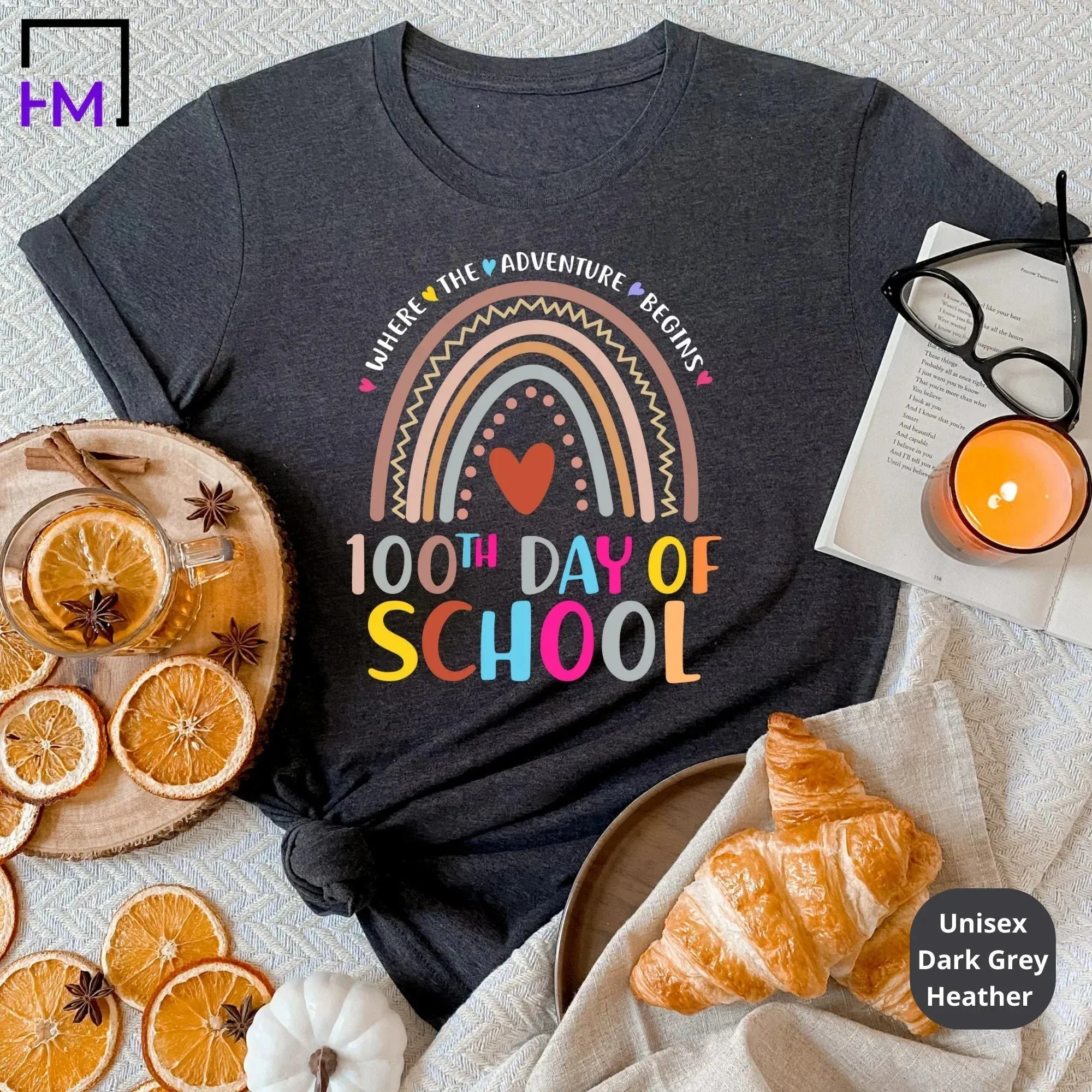 Rainbow 100 Days of School Teacher Shirt