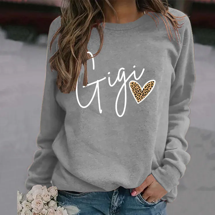 Round Neck Fashion Letters Women Sweater Loose Letters Printed Long Sleeve