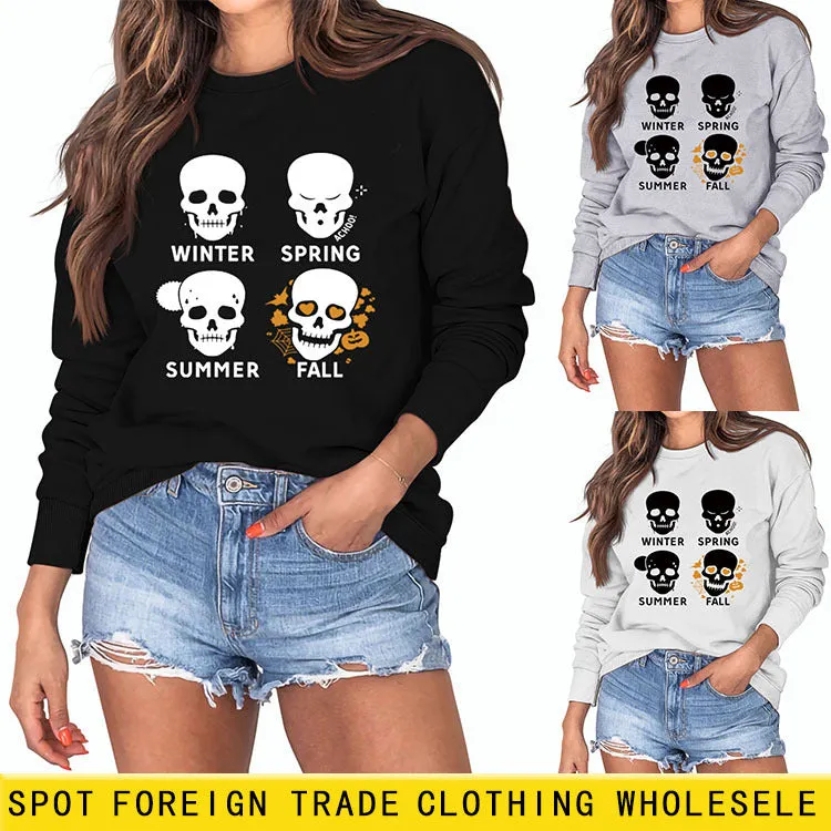 Round Neck Letter Women's Leggings WINTER SPRING Plus-size Sweatshirt