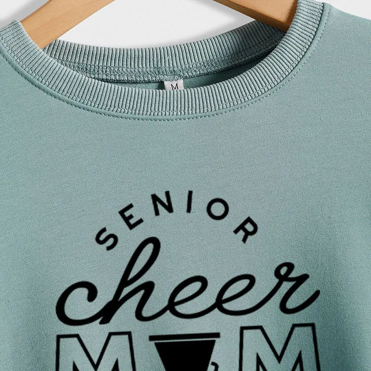 SENIOR CHEER MOM 2023 Letter Round Neck Fashion Autumn Winter Long Sleeve Sweater